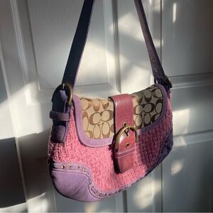 Authentic Vintage Coach Tweed Suede Medium Soho Purse